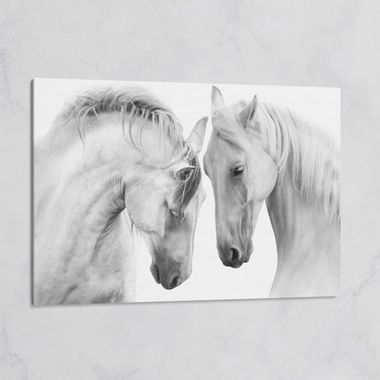 Two Horses Close-Up Portrait Canvas Wall Art on gallery wrap