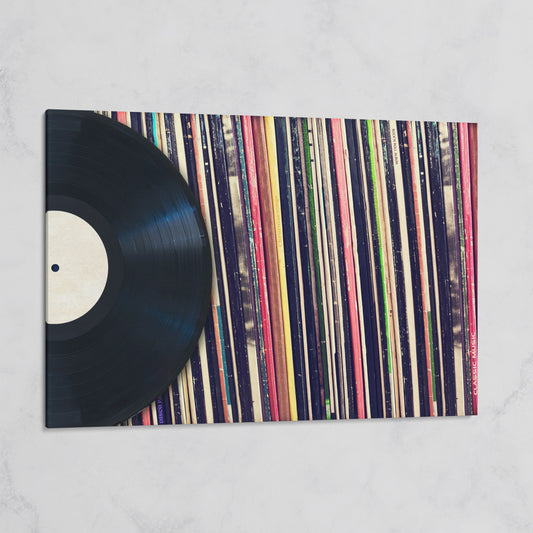 Vinyl Records Wall Art Canvas, Music Studio Decor on gallery wrap