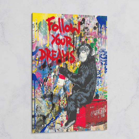 Gorilla on Coca-Cola Cooler with Graffiti Canvas Print on gallery wrap