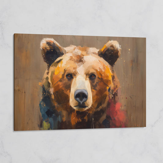 Grizzly Bear Close-Up Canvas Art, Wildlife Portrait Wall Print on gallery wrap