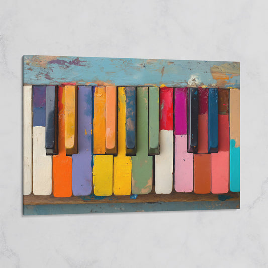 Colorful Piano Keys Canvas Art, Whimsical Music Wall Decor on gallery wrap