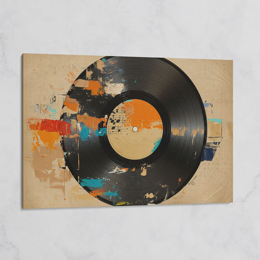 Vinyl Record Abstract Canvas Art for Music Lovers on gallery wrap