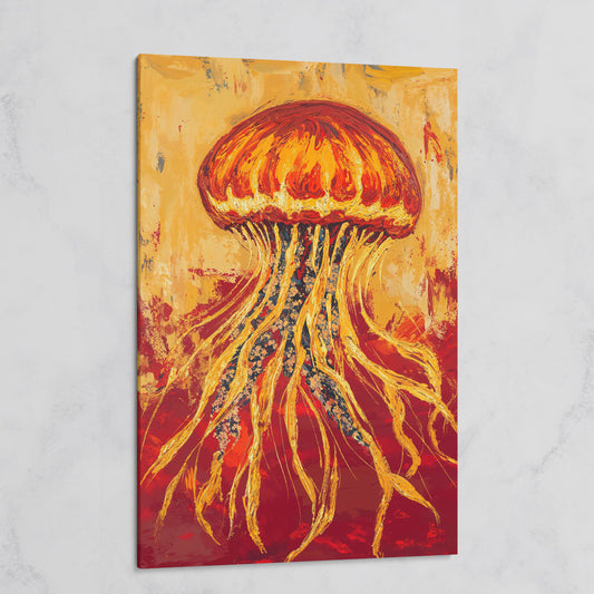 Abstract Jellyfish Canvas Art, Ocean Life Wall Print on gallery wrap