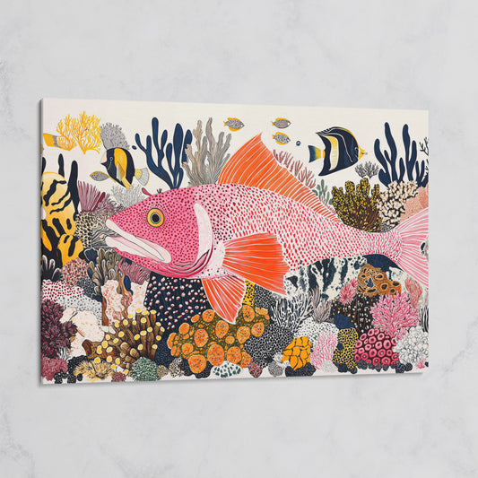 Coral Reef Canvas Art with Tropical Fish, Large Wall Print on gallery wrap