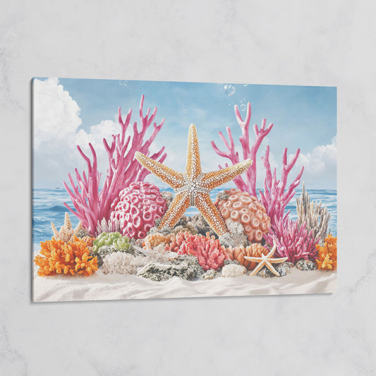 Coral Reef Canvas Art, Vibrant Underwater Ocean Scene on gallery wrap