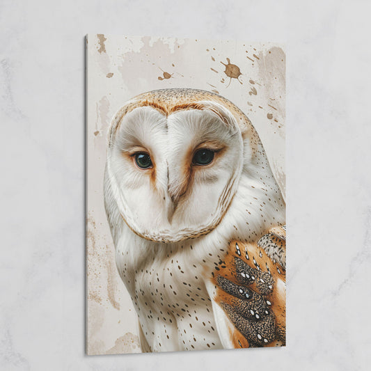Barn Owl Portrait Canvas Wall Art, Owl Decor for Bird Lovers on gallery wrap