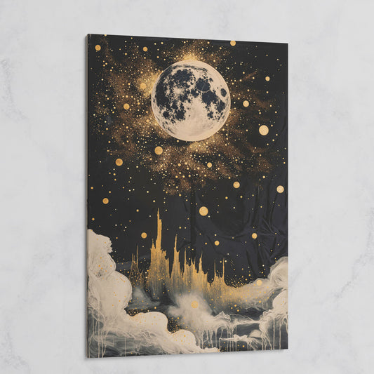 Celestial Dreamscape Moonlit Night Sky Canvas on gallery wrap