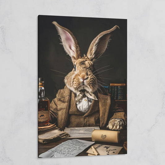 Victorian Rabbit at His Desk Canvas Print on gallery wrap