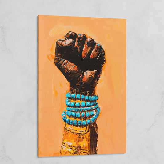 Raised Fist Canvas Print with Beaded Bracelets on gallery wrap