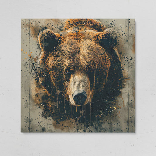 Abstract Grizzly Bear Face Canvas on gallery wrap