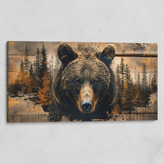 Mighty Brown Bear Woodland Canvas on gallery wrap