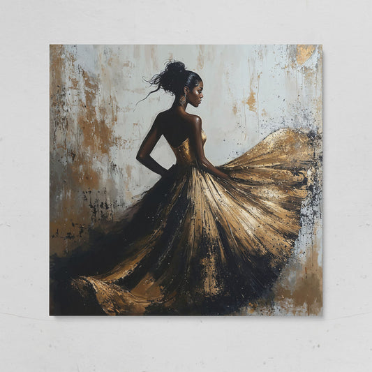 Charming Black Woman Square Canvas on gallery wrap