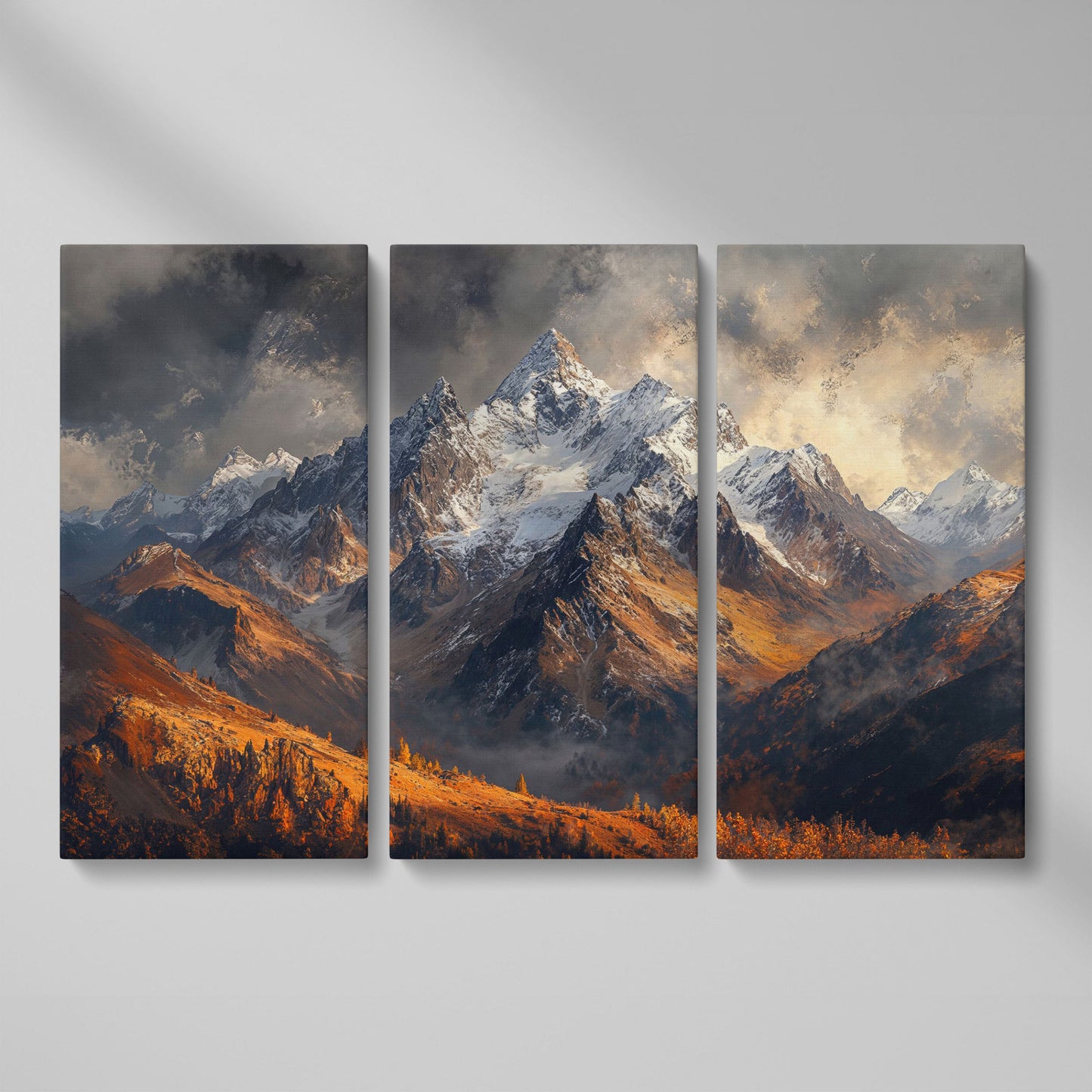 Snowy Mountain Range Canvas Print as 3-panel split version