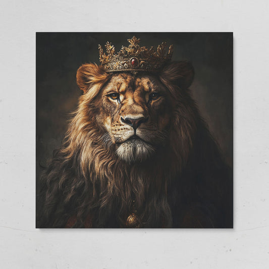 Lion in Crown Canvas Print on gallery wrap