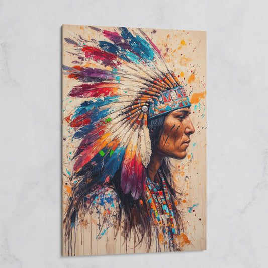 Native American Tribal Headdress Canvas on gallery wrap