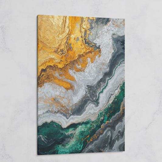 Emerald and Gold Swirls Canvas Print on gallery wrap