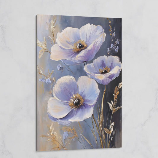 Delicate Flowers Canvas Print with Rustic Floral Art on gallery wrap