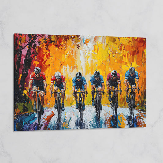 Cyclists Racing Modern Impressionism Canvas on gallery wrap