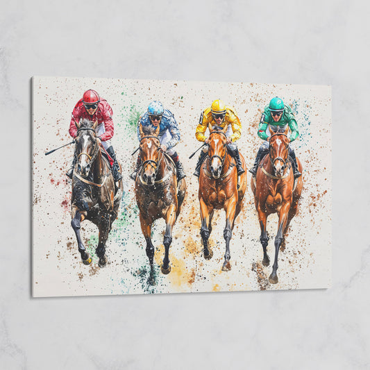 Jockeys in Motion Horse Racing Canvas on gallery wrap