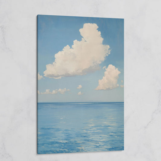 White Clouds and Calm Blue Sea Canvas on gallery wrap