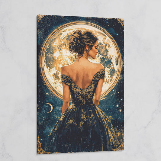 Full Moon Woman Portrait Canvas Print on gallery wrap