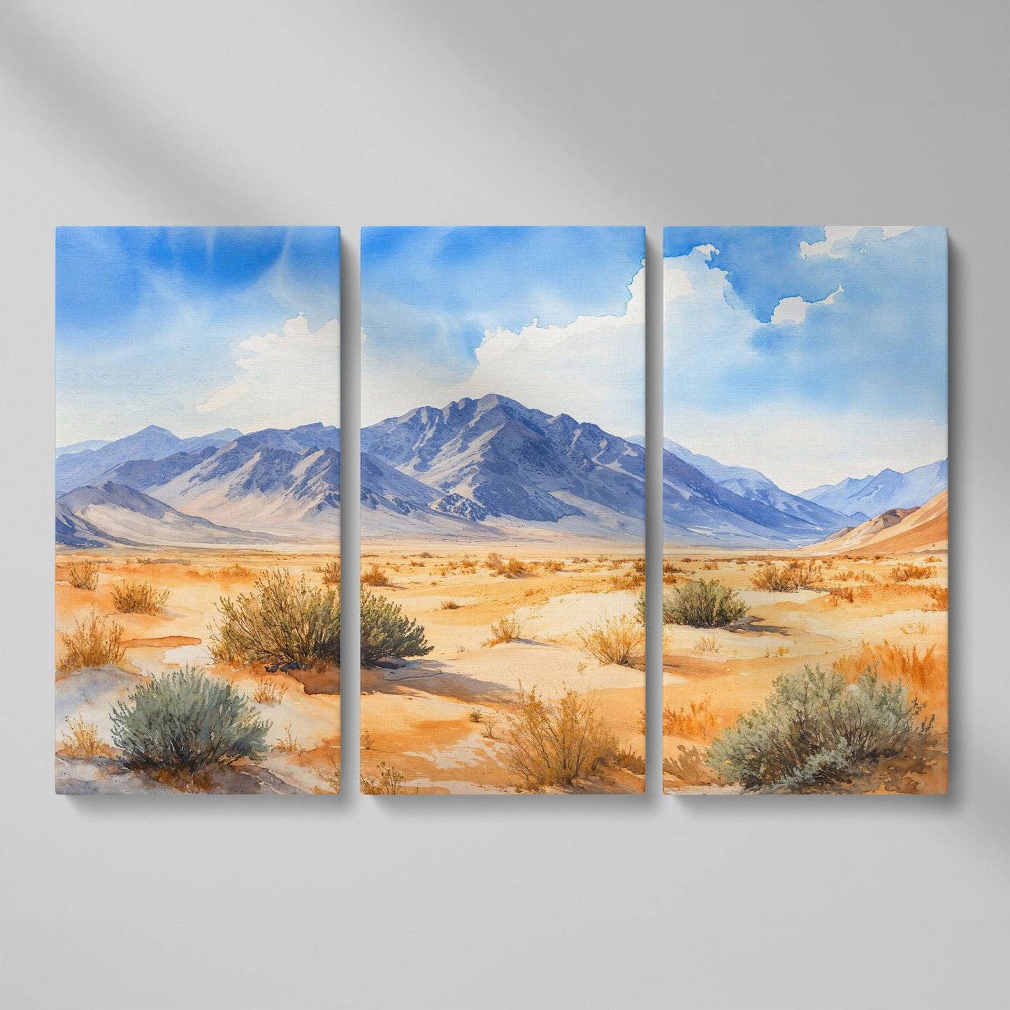 Desert Mountain Landscape Canvas as 3-panel split version