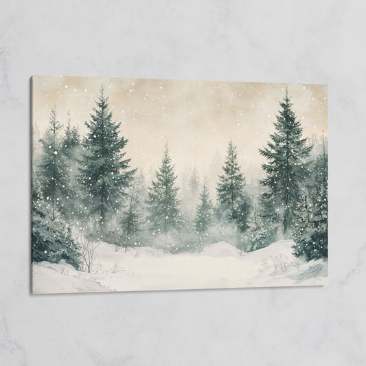 Snowy Pine Forest Canvas Print on gallery wrap