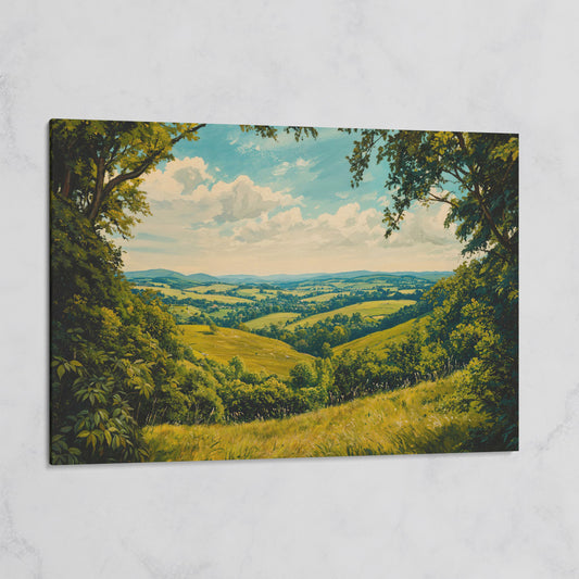 Serene Countryside Landscape Canvas on gallery wrap