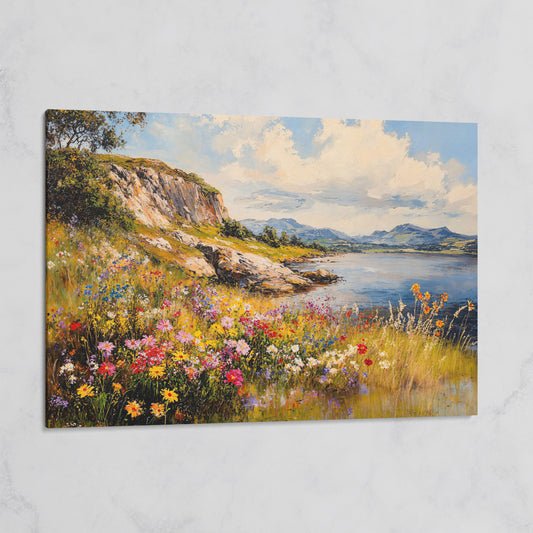 Wildflower Lakeside View Canvas on gallery wrap