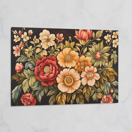 Elegant Blooms Botanical Canvas Print for Hallway Decor on gallery wrap