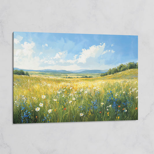 Serene Countryside with Wildflowers Canvas on gallery wrap