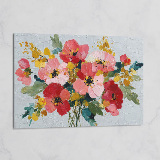 Poppy Wildflower Arrangement Canvas Wall Art on gallery wrap