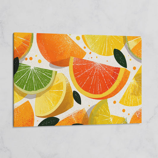 Citrus Slices Canvas Wall Art: Oranges, Lemons, Limes and Grapefruit on gallery wrap