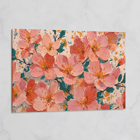 Pink Blossom Branch Canvas Wall Art. Floral Canvas Print on gallery wrap