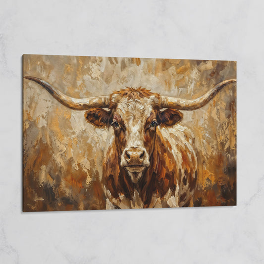 Texas Longhorn Bull Portrait Canvas Wall Art on gallery wrap