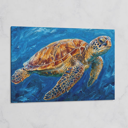 Sea Turtle Canvas Wall Art, Landscape, up to 94 Inches Wide on gallery wrap