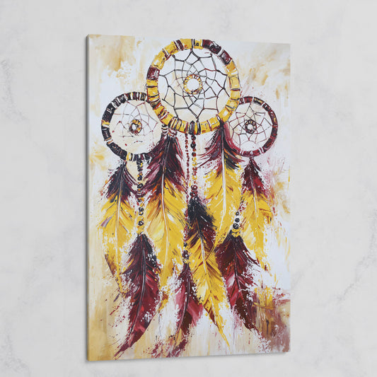 Dreamcatcher with Feathers and Beads Canvas Wall Art on gallery wrap