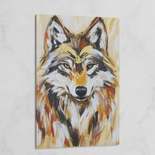 Wolf Portrait Canvas Art, Close-Up Head and Shoulders Study on gallery wrap
