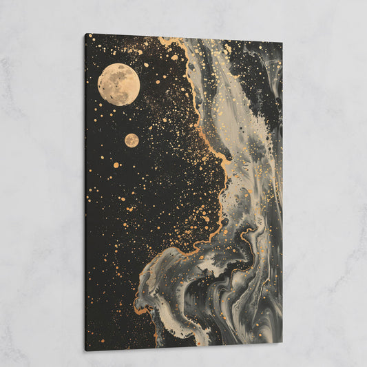 Mystical Moonscape Abstract Canvas on gallery wrap