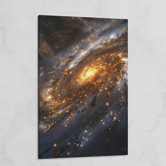 Spiral Galaxy Canvas Art, Glowing Core and Star-Filled Arms on gallery wrap