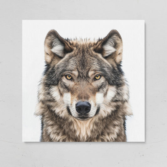 Wolf Face Close-Up Canvas Wall Art, Square Sizes 16" to 55" on gallery wrap