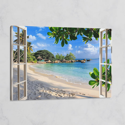 Tropical Beach View Canvas Print on gallery wrap