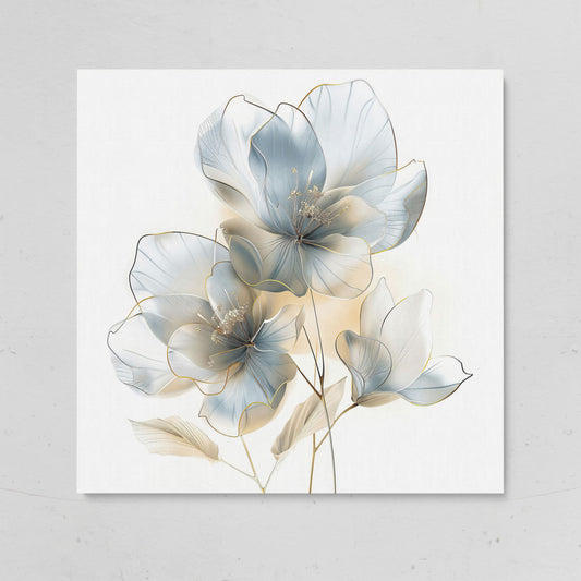 Three Abstract Floral Blossoms Canvas Wall Art in Soft Tones on gallery wrap