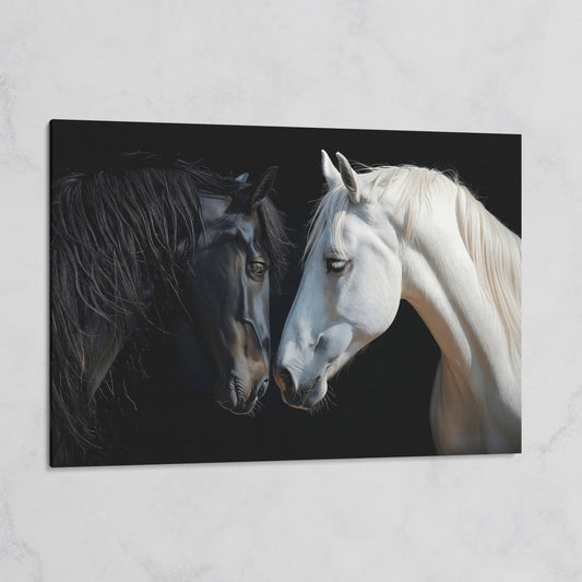 Black and White Horse Portrait Canvas on gallery wrap