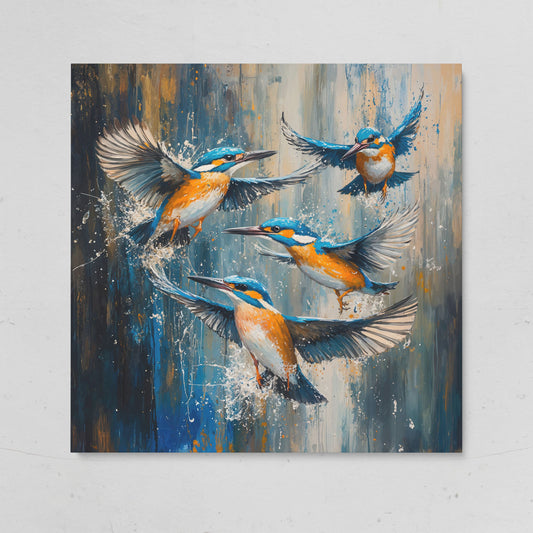 Kingfishers in Flight Canvas on gallery wrap
