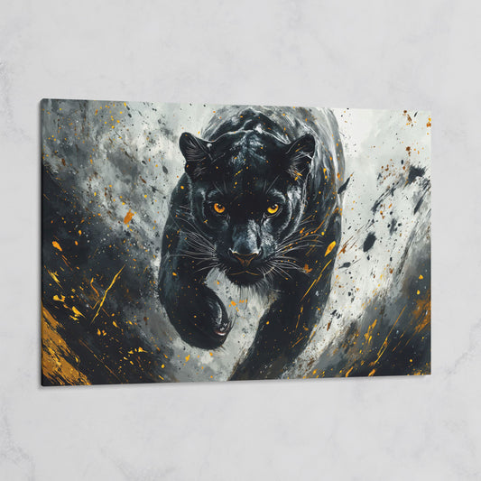 Black Panther Mid-Stride Canvas Print on gallery wrap