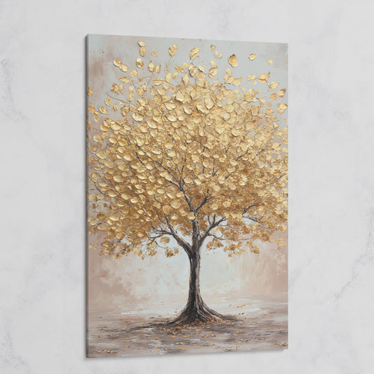 Golden Leaves Tree Canvas Wall Art on gallery wrap