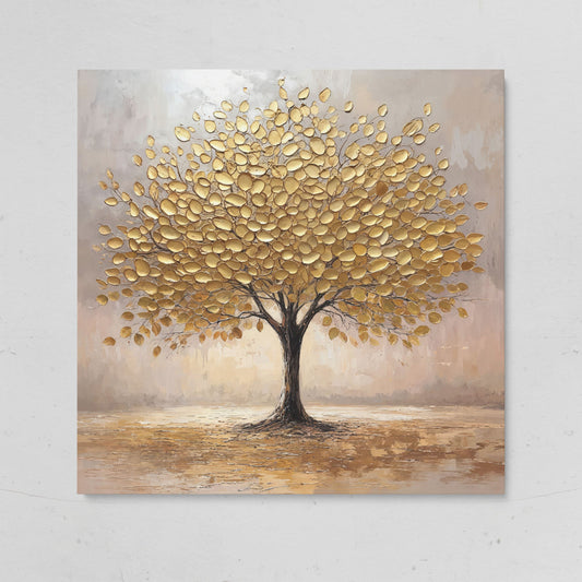 Elegant Tree with Golden Leaves Canvas on gallery wrap