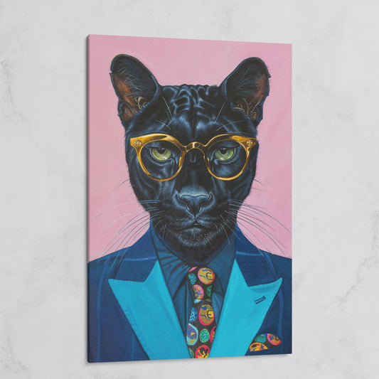 Stylish Panther in Suit Canvas on gallery wrap
