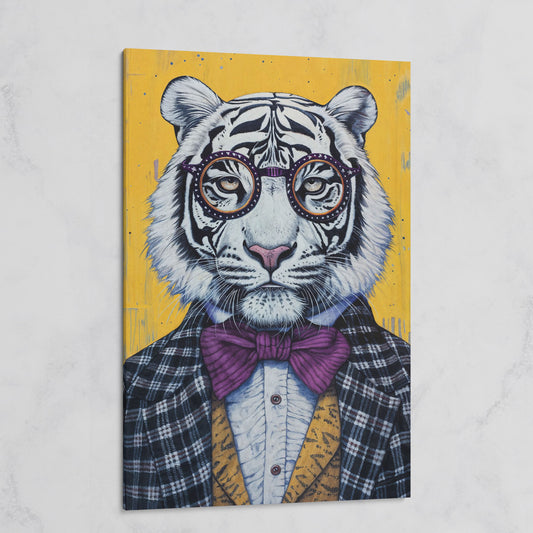 Anthropomorphic Tiger in Bow Tie Canvas on gallery wrap